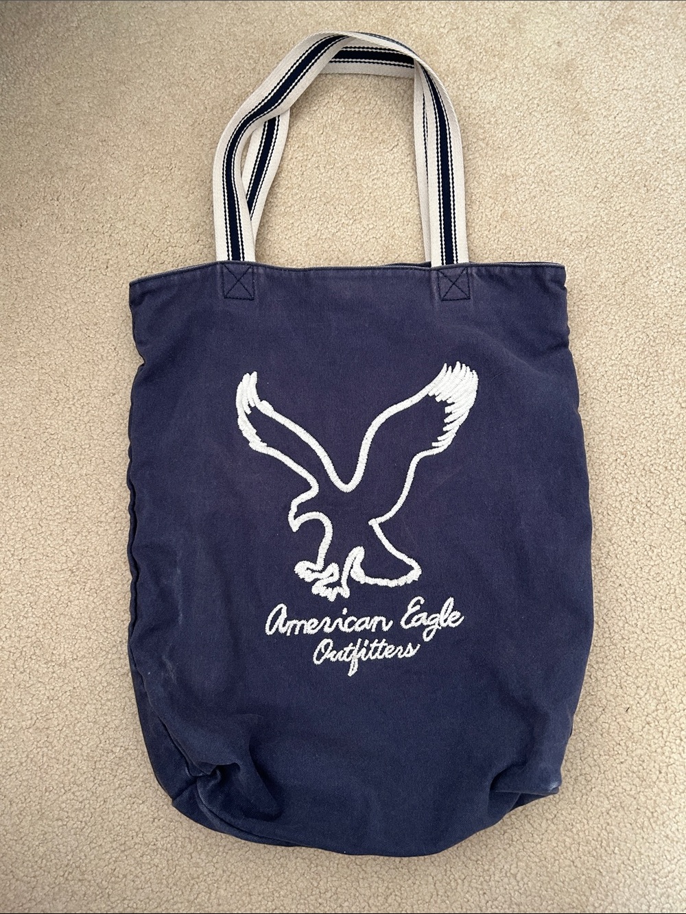 Vintage American Eagle Navy Tote White embroidered Logo